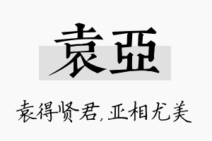 袁亚名字的寓意及含义