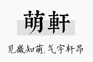 萌轩名字的寓意及含义