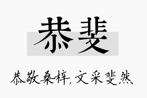 恭斐名字的寓意及含义