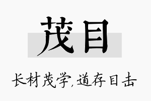 茂目名字的寓意及含义