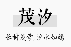 茂汐名字的寓意及含义