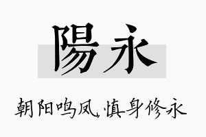 阳永名字的寓意及含义