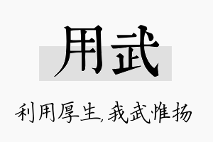 用武名字的寓意及含义