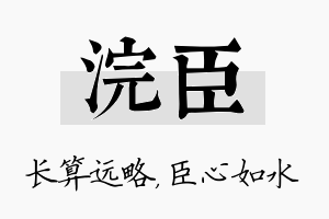 浣臣名字的寓意及含义