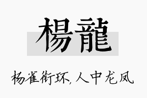 杨龙名字的寓意及含义