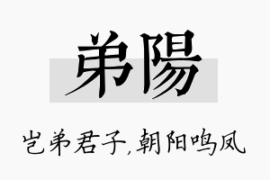 弟阳名字的寓意及含义