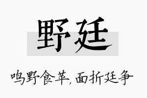 野廷名字的寓意及含义