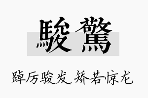 骏惊名字的寓意及含义