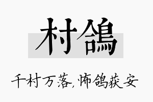 村鸽名字的寓意及含义