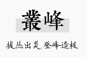 丛峰名字的寓意及含义