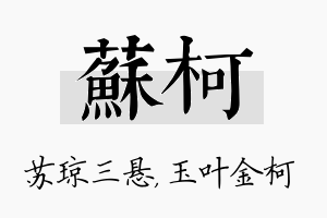 苏柯名字的寓意及含义