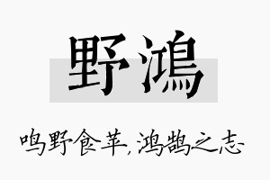 野鸿名字的寓意及含义