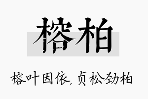 榕柏名字的寓意及含义