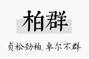 柏群名字的寓意及含义