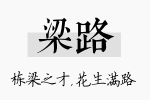 梁路名字的寓意及含义