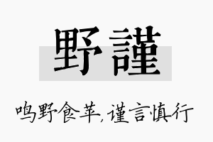 野谨名字的寓意及含义