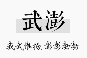 武澎名字的寓意及含义