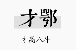 才鄂名字的寓意及含义