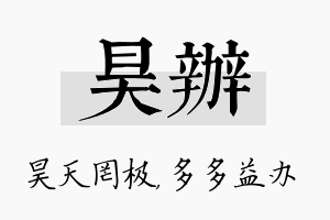 昊办名字的寓意及含义