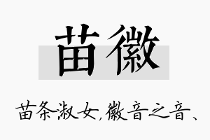 苗徽名字的寓意及含义