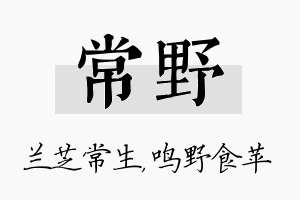 常野名字的寓意及含义