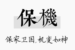 保机名字的寓意及含义