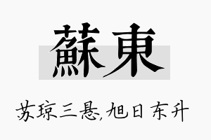 苏东名字的寓意及含义