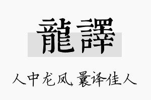 龙译名字的寓意及含义