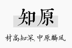 知原名字的寓意及含义