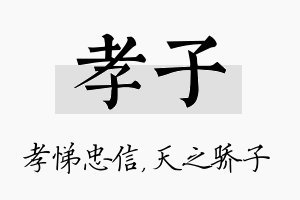 孝子名字的寓意及含义