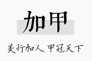 加甲名字的寓意及含义