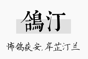 鸽汀名字的寓意及含义