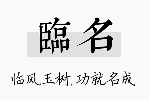 临名名字的寓意及含义