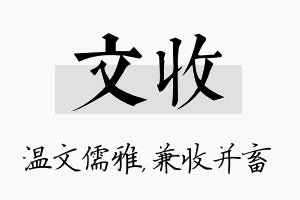 文收名字的寓意及含义