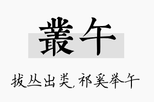 丛午名字的寓意及含义