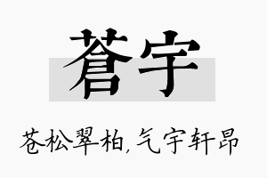 苍宇名字的寓意及含义