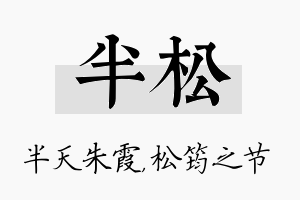 半松名字的寓意及含义