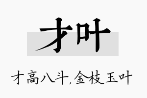 才叶名字的寓意及含义