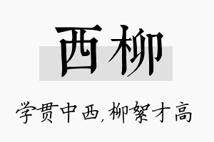 西柳名字的寓意及含义