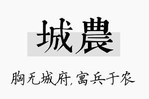 城农名字的寓意及含义