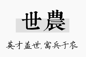 世农名字的寓意及含义