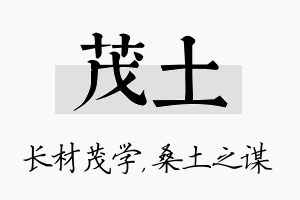 茂土名字的寓意及含义