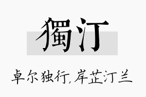 独汀名字的寓意及含义