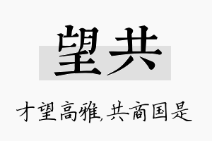 望共名字的寓意及含义