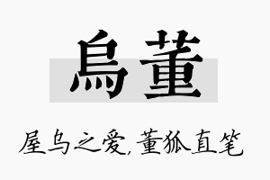 乌董名字的寓意及含义