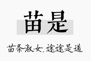 苗是名字的寓意及含义