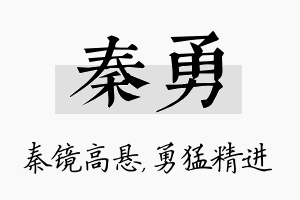 秦勇名字的寓意及含义