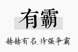 有霸名字的寓意及含义