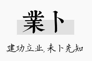 业卜名字的寓意及含义