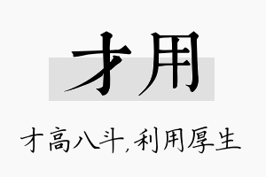 才用名字的寓意及含义